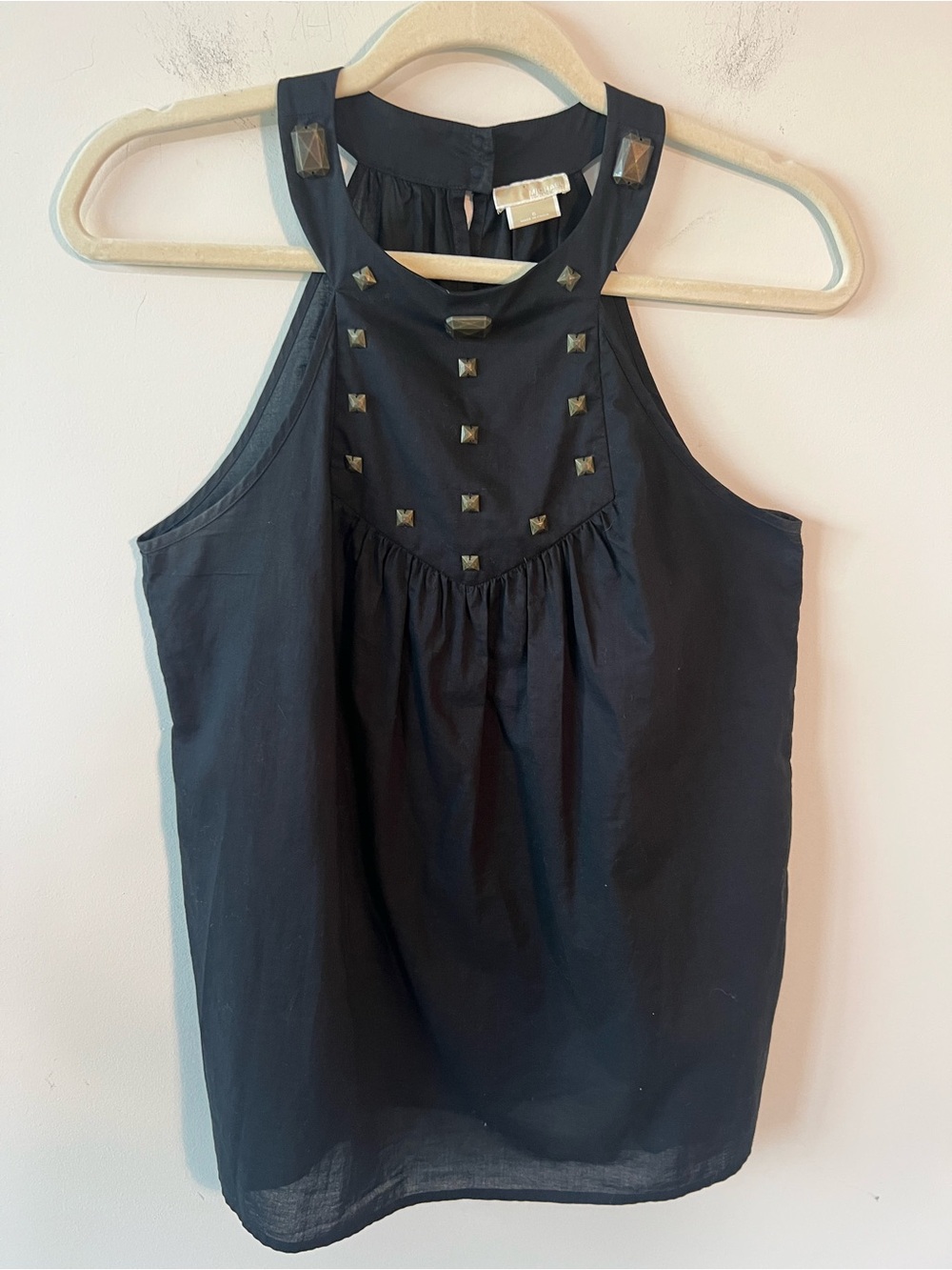 Michael Kors Black Studded Halter Camisole Top 100% Cotton Lightweight